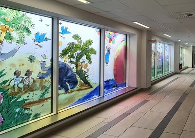 Birmingham Children's Hospital Stained Glass Window artwork designed by Quentin Blake
